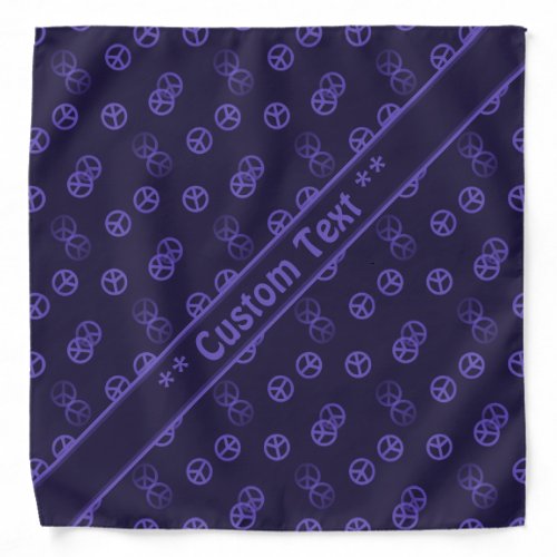 Purple Peace Sign Pattern w Custom Text Bandana