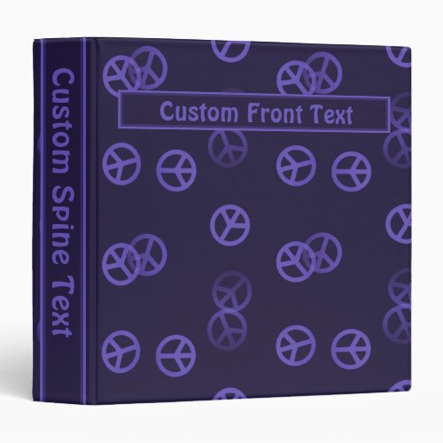 Purple Peace Sign Pattern w Custom Text Binder