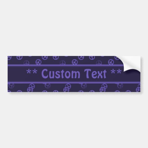 Purple Peace Sign Pattern w Custom Text Bumper Sticker