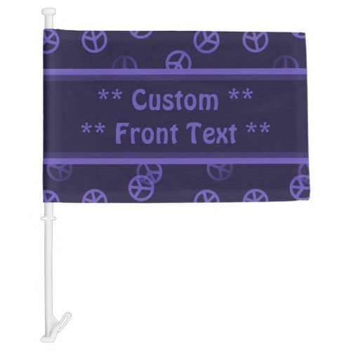 Purple Peace Sign Pattern w Custom Text Car Flag