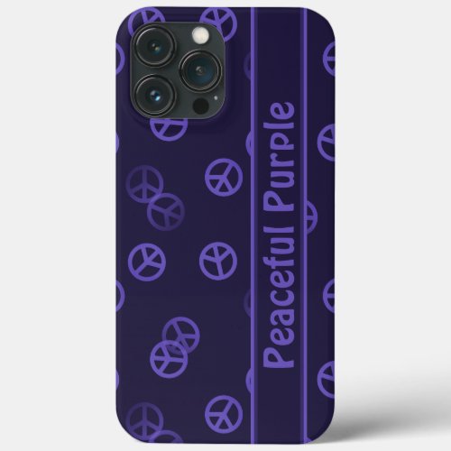 Purple Peace Sign Pattern w Custom Text iPhone 13 Pro Max Case