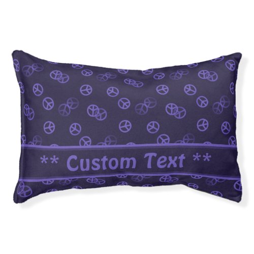 Purple Peace Sign Pattern w Custom Text Pet Bed