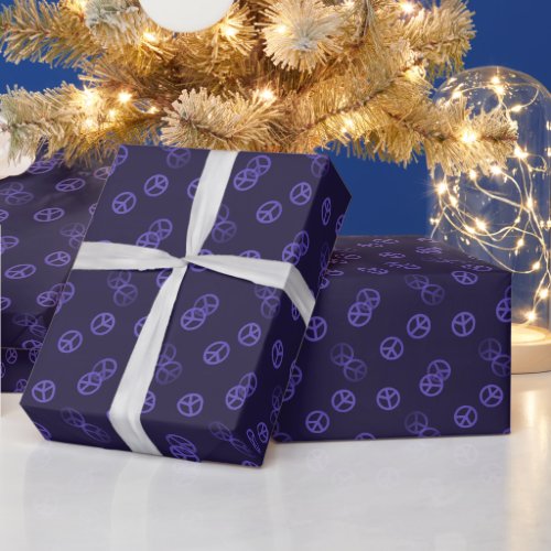 Purple Peace Sign Pattern Wrapping Paper