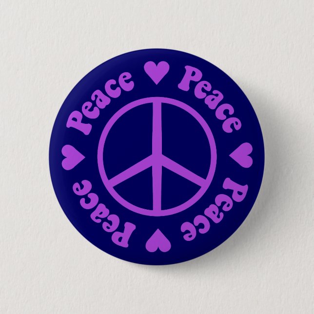 Purple Peace Sign Pinback Button (Front)