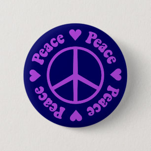 Purple Peace Sign Pinback Button