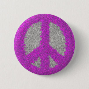 Purple Peace Sign Pinback Button