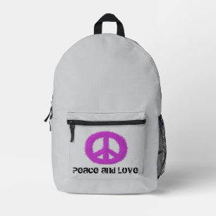 Purple Peace Sign Printed Backpack
