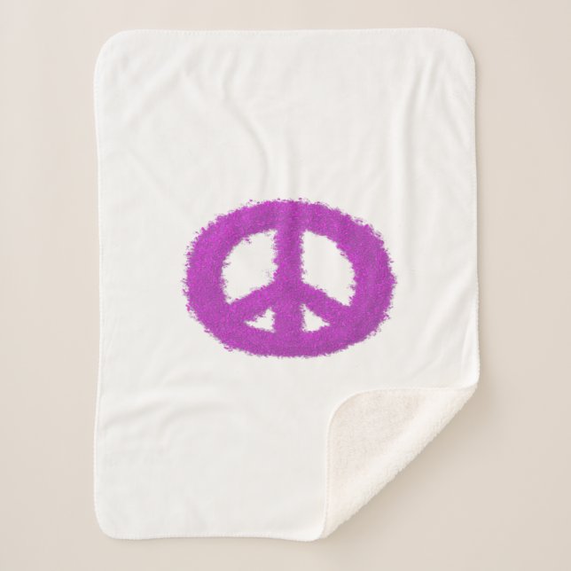 Purple Peace Sign  Sherpa Blanket (Front)