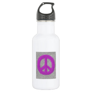 Purple Peace Sign Stainless Steel Water Bottle
