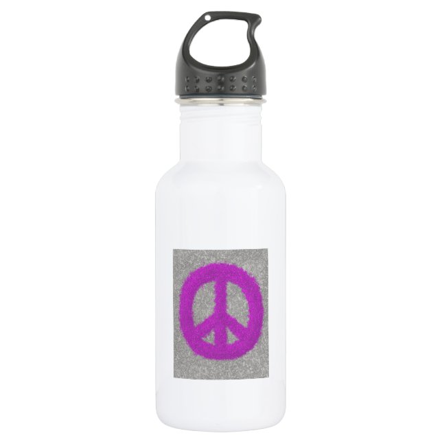 Purple Peace Sign  Stainless Steel Water Bottle (Front)