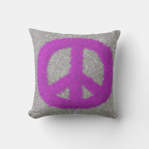 Purple Peace Sign Throw Pillow