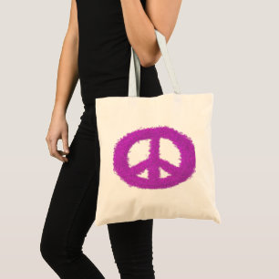 Purple Peace Sign Tote Bag