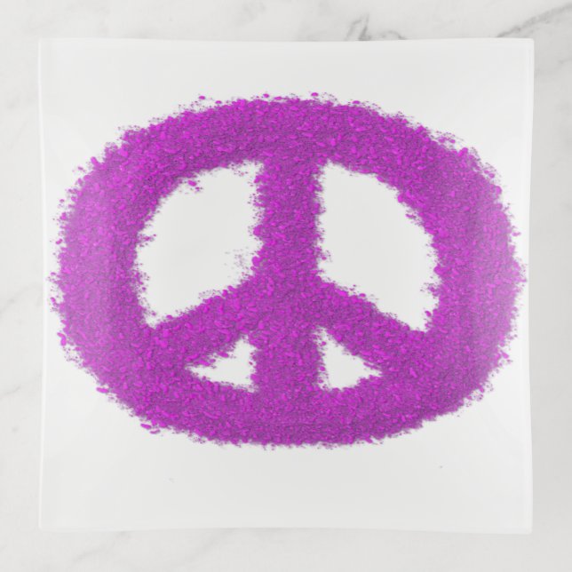 Purple Peace Sign  Trinket Tray (Front)