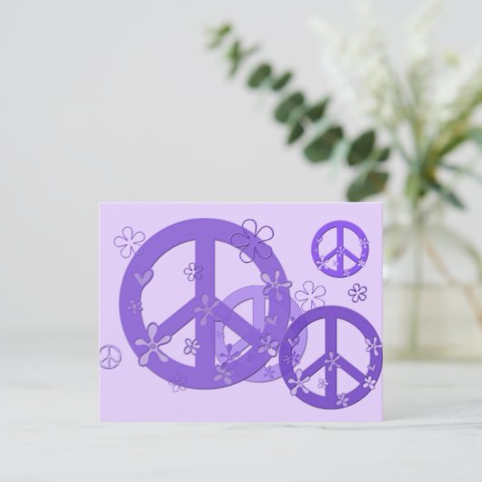 Purple Peace Signs on Cards and Stickers (Standing Front)