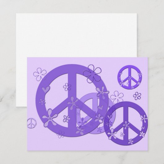 Purple Peace Signs on Cards and Stickers (Front/Back)
