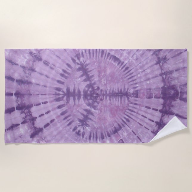 Purple Peace Tie Dye Beach Towel (Front)