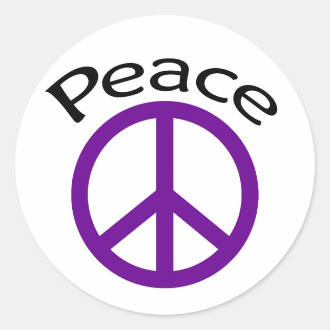 Purple Peace & Word Classic Round Sticker (Front)