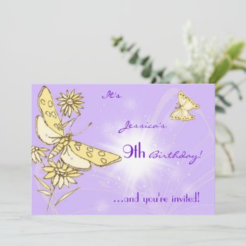 Purple Peach Butterfly Invitation Card by Digitalbcon at Zazzle
