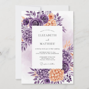 Purple Peach Delicate Spring Wedding Invitation
