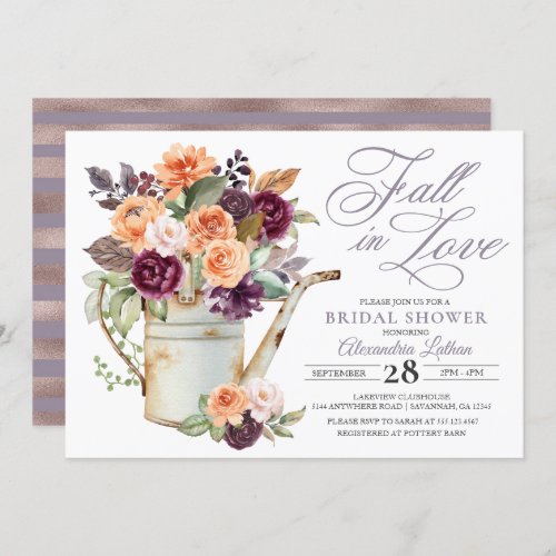 Purple Peach Floral Fall Bridal Shower Invitation