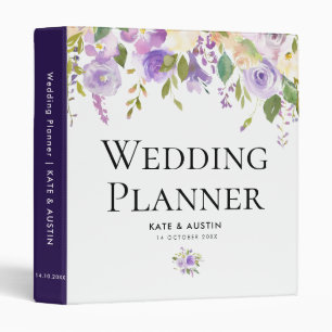 purple & peach floral wedding planner 3 ring binder