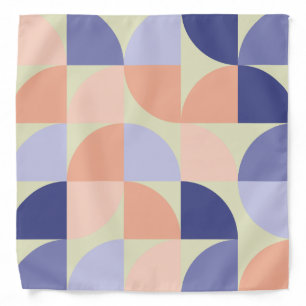 Purple Peach Geometric Pattern Playful Retro Chic Bandana