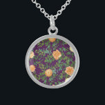 Purple Peach Wedding Floral Roses Sterling Silver Necklace<br><div class="desc">Beautiful purple & peach wedding collection with roses and peony flowers.  A gorgeous floral look that is perfect for an elegant spring,  summer or fall event!</div>