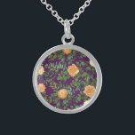 Purple Peach Wedding Floral Roses Sterling Silver Necklace<br><div class="desc">Beautiful purple & peach wedding collection with roses and peony flowers.  A gorgeous floral look that is perfect for an elegant spring,  summer or fall event!</div>