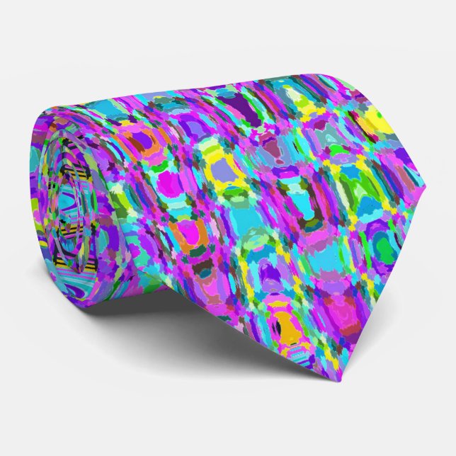 Purple Peacock Abstract Neck Tie (Rolled)