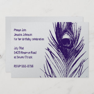 Purple Peacock Birthday Invitation