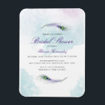 Purple Peacock Bridal Shower Invitation Magnet<br><div class="desc">Purple Peacock Bridal Shower Magnet Invitations. A simple and fun bridal shower invitation created with beautiful purple and teal peacock feathers with a watercolor texture. Customize this bridal shower with your information and any custom message you would like to include.</div>