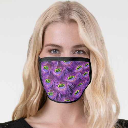 Purple Peacock Feather Face Mask