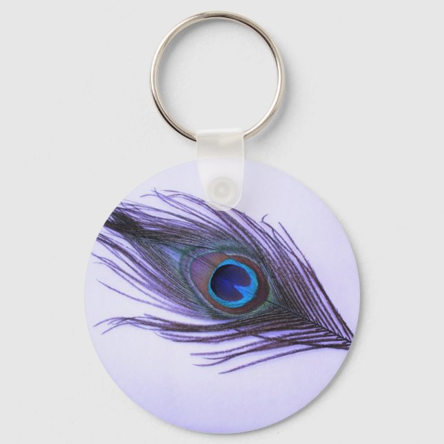 Purple Peacock Feather Keychain (Front)