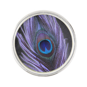 Purple Peacock Feather on Black Pin