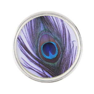 Purple Peacock Feather on Purple Pin