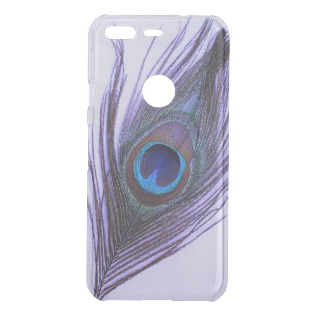 Purple Peacock Feather on Purple Uncommon Google Pixel Case (Back)