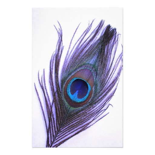 Purple Peacock Feather Stationery | Zazzle