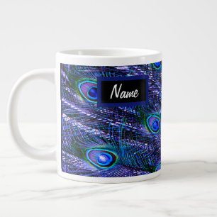 Purple Peacock Feathers Giant Coffee Mug