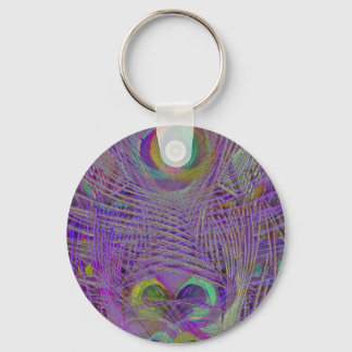 Purple Peacock Feathers Keychain