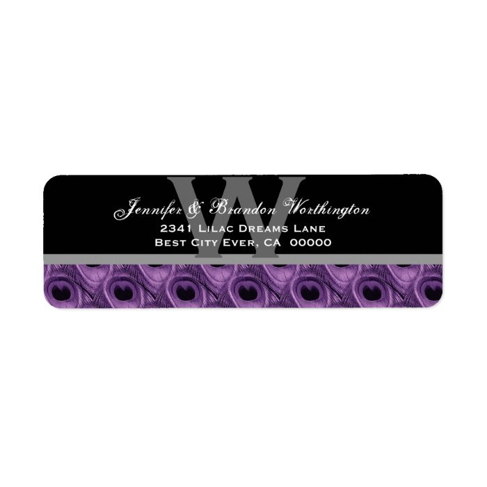 Purple Peacock Feathers Return Address Label