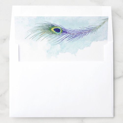 Purple Peacock Invitation Envelope Liner