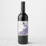 Purple Peacock Leaf Vine Wedding Wine Label<br><div class="desc">Personalize a unique wine label for your wedding and reception with a Purple Peacock Leaf Vine Wedding Wine Label. Wine Label design features a light gray grunge background with a vibrant purple peacock with a leaf vine embellishment. Personalize with the groom and bride's names along with the wedding date. Additional...</div>