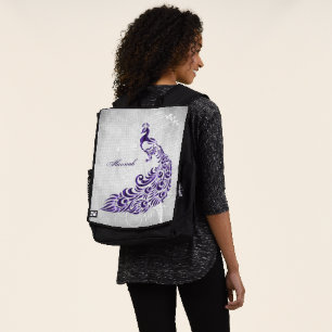 Purple Peacock Personalized Backpack