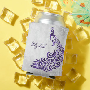 Purple Peacock Personalized Can Cooler