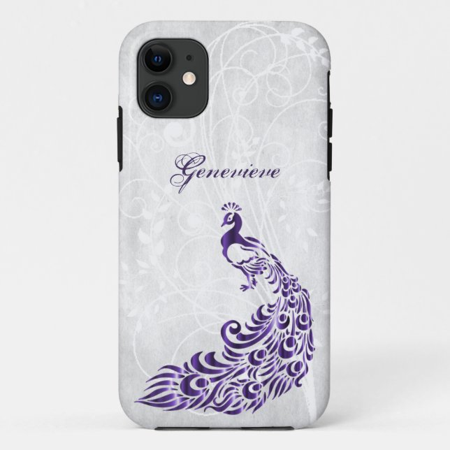 Purple Peacock Personalized Case-Mate iPhone Case (Back)
