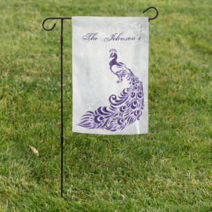 Purple Peacock Personalized Garden Flag