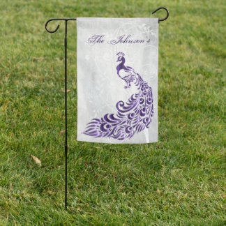 Purple Peacock Personalized Garden Flag