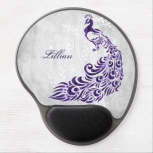 Purple Peacock Personalized Gel Gel Mouse Pad