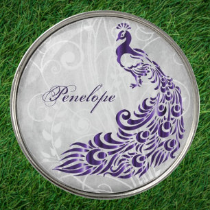 Purple Peacock Personalized Golf Ball Marker