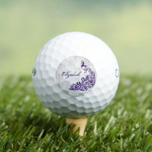 Purple Peacock Personalized Golf Balls